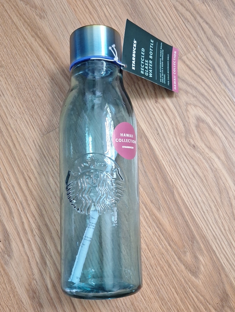 NWT Starbucks Hawaii Exclusive Recycled Glass Water Bottle Teal Siren 2021